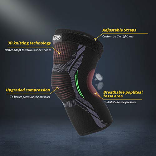 MUBYTREE Rodillera Menisco y Ligamentos Deportiva Rodillera de Compresión 2 Piezas de Tejido 3D Flexible Ajustable Transpirable Antideslizante Previene Lesiones Alivia Dolor para Hombres y Mujeres MUBYTREE Rodillera Menisco y Ligamentos Deportiva Rodillera de Compresión 2 Piezas de Tejido 3D Flexible Ajustable Transpirable Antideslizante Previene Lesiones Alivia Dolor para Hombres y Mujeres