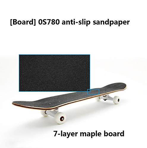 Muccy Tabla de Monopatín para Principiantes, Complete Skateboard con Pared-Gancho De Pared, 7 Capas Recubierta de Madera Arce Skate Board, 79x20 cm, para Unisex Adulto, Rodamientos ABEC-7,Bls12 Muccy Tabla de Monopatín para Principiantes, Complete Skateboard con Pared-Gancho De Pared, 7 Capas Recubierta de Madera Arce Skate Board, 79x20 cm, para Unisex Adulto, Rodamientos ABEC-7,Bls12