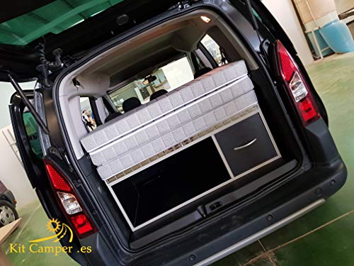 Mueble Kit Camper con colchón para Berlingo, Partner (negro)