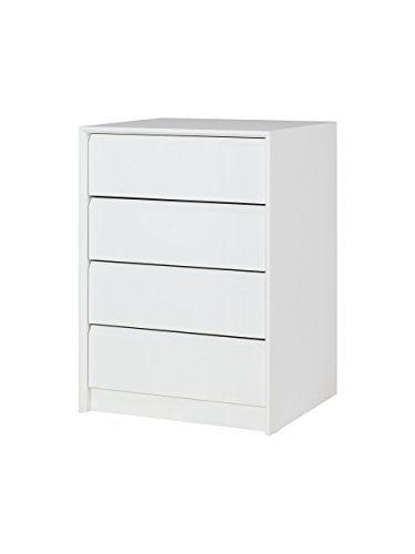 MUEBLECASA - Cajonera montada 4 cajones, madera, 50cm Ancho x 45cm Fondo x 72cm Alto, Blanco