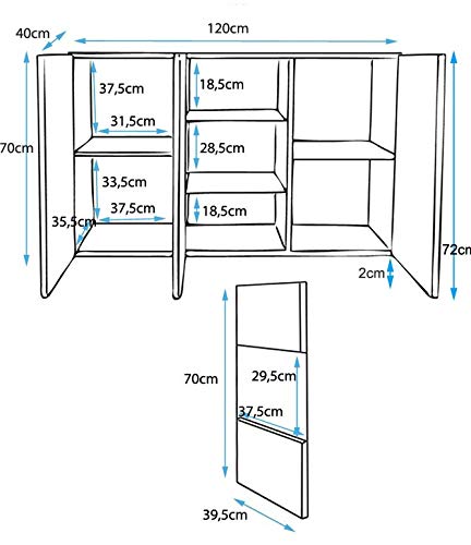 muebles bonitos Aparador Modelo Luke A2 (120x72cm) Color Blanco con Patas estándar