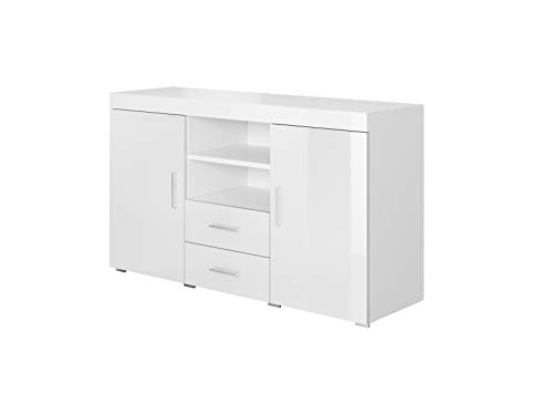 muebles bonitos Aparador Moderno Modelo Roque Blanco de melamina Brillo Ancho 140cm Alto 80cm Profundo 40cm muebles bonitos Aparador Moderno Modelo Roque Blanco de melamina Brillo Ancho 140cm Alto 80cm Profundo 40cm