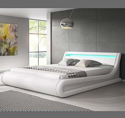 muebles bonitos Cama canapé abatible de Matrimonio Moderna Parisina con somier de láminas para colchón de 180x200cm Blanco diseño Italiano con LED Multicolor RGB con Mando a Distancia muebles bonitos Cama canapé abatible de Matrimonio Moderna Parisina con somier de láminas para colchón de 180x200cm Blanco diseño Italiano con LED Multicolor RGB con Mando a Distancia