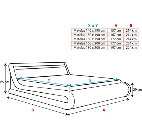 muebles bonitos Cama canapé abatible de Matrimonio Moderna Parisina con somier de láminas para colchón de 180x200cm Blanco diseño Italiano con LED Multicolor RGB con Mando a Distancia muebles bonitos Cama canapé abatible de Matrimonio Moderna Parisina con somier de láminas para colchón de 180x200cm Blanco diseño Italiano con LED Multicolor RGB con Mando a Distancia