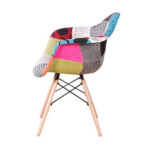 MUEBLES HOME Sillas de comedor Juego de 2 sillas de cocina modernas de mediados de siglo Sillón de tela de estilo lino multicolor con patas de madera para comedor Sillas laterales de sala de estar MUEBLES HOME Sillas de comedor Juego de 2 sillas de cocina modernas de mediados de siglo Sillón de tela de estilo lino multicolor con patas de madera para comedor Sillas laterales de sala de estar