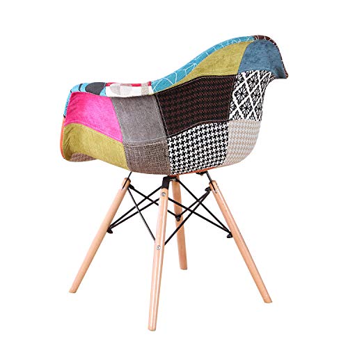 MUEBLES HOME Sillas de comedor Juego de 2 sillas de cocina modernas de mediados de siglo Sillón de tela de estilo lino multicolor con patas de madera para comedor Sillas laterales de sala de estar MUEBLES HOME Sillas de comedor Juego de 2 sillas de cocina modernas de mediados de siglo Sillón de tela de estilo lino multicolor con patas de madera para comedor Sillas laterales de sala de estar