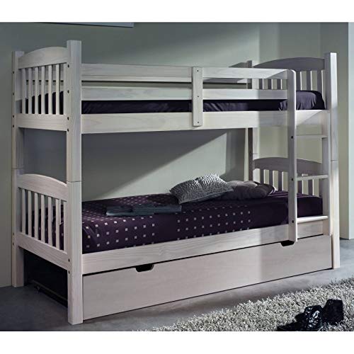 MUEBLESYA.COM-Litera Tres Camas Pino Blanco Lavado-Litera Juvenil Triple-Litera con Cama Nido