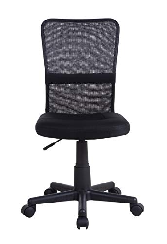 MUEBLIX | Silla de Escritorio Negra HUELVA | Sillon de Oficina o Despacho con Respaldo Reclinable con Ruedas | Sillas Escritorio Giratoria Estilo Moderno de Polipropileno | Color Negra