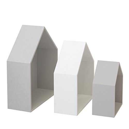 MUEMUE Maison B4 - Juego de 3 estantes, 37,5 x 29 x 12 cm, color blanco, gris, MDF MUEMUE Maison B4 - Juego de 3 estantes, 37,5 x 29 x 12 cm, color blanco, gris, MDF