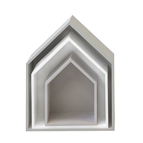 MUEMUE Maison B4 - Juego de 3 estantes, 37,5 x 29 x 12 cm, color blanco, gris, MDF