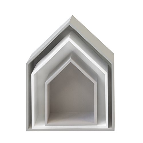 MUEMUE Maison B4 - Juego de 3 estantes, 37,5 x 29 x 12 cm, color blanco, gris, MDF MUEMUE Maison B4 - Juego de 3 estantes, 37,5 x 29 x 12 cm, color blanco, gris, MDF