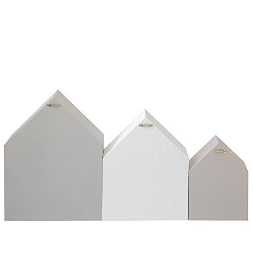MUEMUE Maison B4 - Juego de 3 estantes, 37,5 x 29 x 12 cm, color blanco, gris, MDF MUEMUE Maison B4 - Juego de 3 estantes, 37,5 x 29 x 12 cm, color blanco, gris, MDF