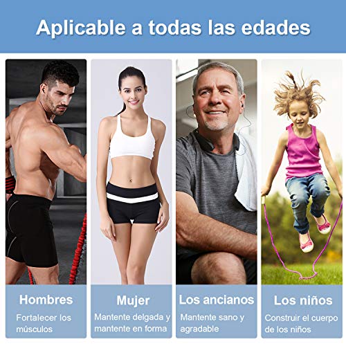 MUF Cuerda Saltar para Fitness, Combas Ajustable 3M con Asas de Espuma sin Enredos, Ejercicio para Deportes, Estado Físico, Boxeo, Crossfit, Mayor Resistencia, Pérdida Grasa, Todas Las Edades (Azul)