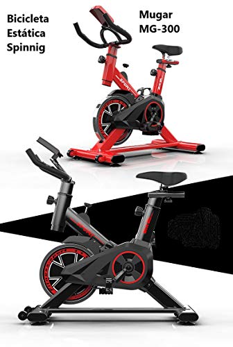 Mugar Bicicleta Estática Spinning MG-Varios Modelos, Fitness Spinning Bike Aerobic Home, silenciosa con Pantalla táctil, Diferentes resistencias (Rojo) para Personas hasta 1.65 M Altura