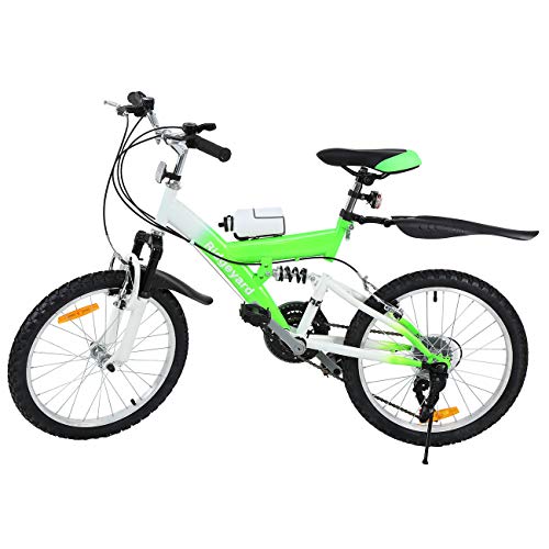 MuGuang Bicicleta de Montaña 20 Pulgadas Bicicleta Infantil 21 Speed Come with 500cc Kettle para Niños de 7 a 12 Años(Verde)