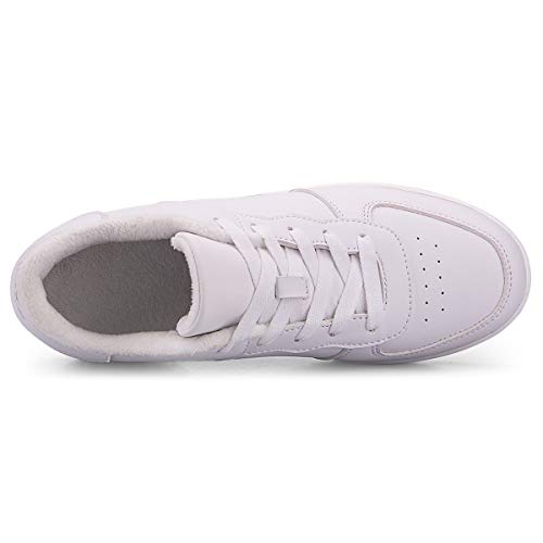 Mujer Adelgazar Zapatos Calientes Fur Botines Sneakers Zapatos de Plataforma de Cuña de Fitness Zapatos de Andar Impermeable Anti Deslizante Zapatos Blanco-Bajo（Piel Forrada） 37 EU