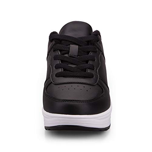 Mujer Adelgazar Zapatos Calientes Fur Botines Sneakers Zapatos de Plataforma de Cuña de Fitness Zapatos de Andar Impermeable Anti Deslizante Zapatos Negro&Blanco-Bajo(Piel Forrada 35 EU Mujer Adelgazar Zapatos Calientes Fur Botines Sneakers Zapatos de Plataforma de Cuña de Fitness Zapatos de Andar Impermeable Anti Deslizante Zapatos Negro&Blanco-Bajo(Piel Forrada 35 EU