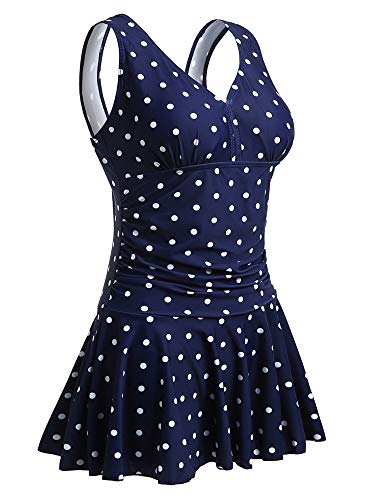 Mujer Bañador con Falda Traje de Baño de Una Pieza de Talla Grande Impresión Elegante Sexy Push Up Monokini Azul/Punto Medium 40-42 EU Mujer Bañador con Falda Traje de Baño de Una Pieza de Talla Grande Impresión Elegante Sexy Push Up Monokini Azul/Punto Medium 40-42 EU