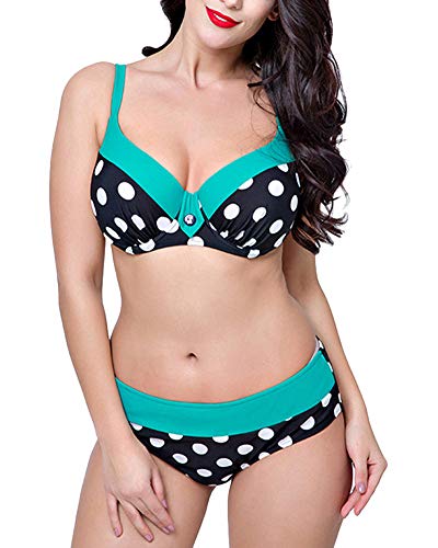 Mujer Bikini Pechos Grandes BaƱadores Punto Imprimir Dos Piezas Traje De BaƱo Verde 48 Mujer Bikini Pechos Grandes BaƱadores Punto Imprimir Dos Piezas Traje De BaƱo Verde 48