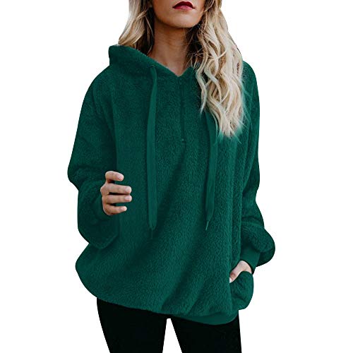 Mujer Caliente y Esponjoso Tops Chaqueta Suéter Abrigo Jersey Mujer Otoño-Invierno Talla Grande Hoodie Sudadera con Capucha riou