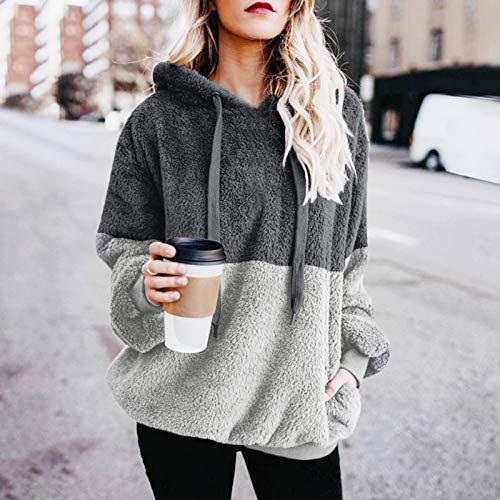 Mujer Caliente y Esponjoso Tops Chaqueta Suéter Abrigo Jersey Mujer Otoño-Invierno Talla Grande Hoodie Sudadera con Capucha riou