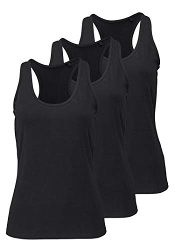 Mujer Camiseta de Tirantes Básica Deporte de Gimnasio Sueltas Formación Ejecutar Camiseta sin Mangas, S, 3X Negro