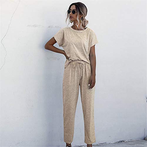 Mujer Chándales de 2 Piezas Ropa Deportiva Cuello Redondo Top de Manga Corta y Pantalones de Cintura Elástica Verano Casual Moda Jogging Yoga Conjuntos Deportivos con Bolsillos Mujer Chándales de 2 Piezas Ropa Deportiva Cuello Redondo Top de Manga Corta y Pantalones de Cintura Elástica Verano Casual Moda Jogging Yoga Conjuntos Deportivos con Bolsillos