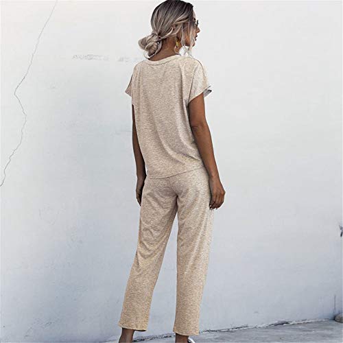 Mujer Chándales de 2 Piezas Ropa Deportiva Cuello Redondo Top de Manga Corta y Pantalones de Cintura Elástica Verano Casual Moda Jogging Yoga Conjuntos Deportivos con Bolsillos Mujer Chándales de 2 Piezas Ropa Deportiva Cuello Redondo Top de Manga Corta y Pantalones de Cintura Elástica Verano Casual Moda Jogging Yoga Conjuntos Deportivos con Bolsillos