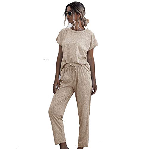 Mujer Chándales de 2 Piezas Ropa Deportiva Cuello Redondo Top de Manga Corta y Pantalones de Cintura Elástica Verano Casual Moda Jogging Yoga Conjuntos Deportivos con Bolsillos Mujer Chándales de 2 Piezas Ropa Deportiva Cuello Redondo Top de Manga Corta y Pantalones de Cintura Elástica Verano Casual Moda Jogging Yoga Conjuntos Deportivos con Bolsillos