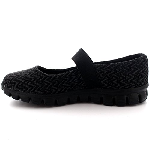 Mujer Corriendo Caminando Bajo Top Deportes Trabajo Zapatos Mary Jane Entrenadores - Negro - UK7/EU40 - BS0057