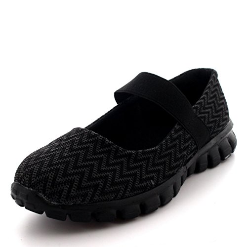 Mujer Corriendo Caminando Bajo Top Deportes Trabajo Zapatos Mary Jane Entrenadores - Negro - UK7/EU40 - BS0057