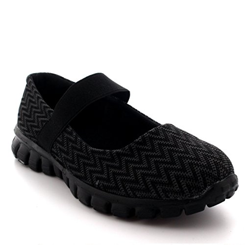 Mujer Corriendo Caminando Bajo Top Deportes Trabajo Zapatos Mary Jane Entrenadores - Negro - UK7/EU40 - BS0057 Mujer Corriendo Caminando Bajo Top Deportes Trabajo Zapatos Mary Jane Entrenadores - Negro - UK7/EU40 - BS0057