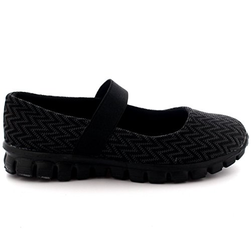 Mujer Corriendo Caminando Bajo Top Deportes Trabajo Zapatos Mary Jane Entrenadores - Negro - UK7/EU40 - BS0057 Mujer Corriendo Caminando Bajo Top Deportes Trabajo Zapatos Mary Jane Entrenadores - Negro - UK7/EU40 - BS0057