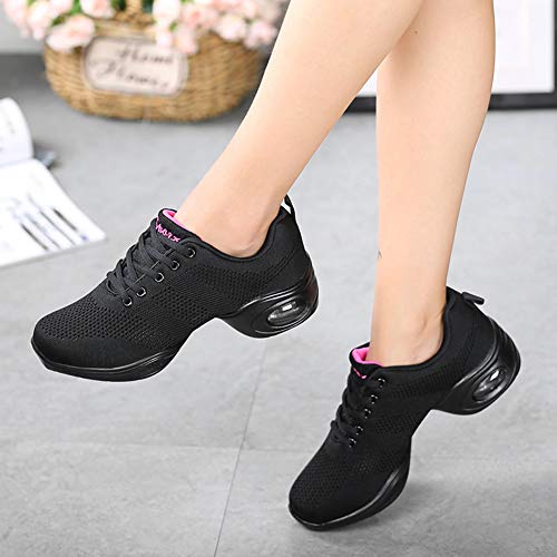 Mujer Dance Fitness Sneakers Aumento Entrenadores Transpirables Fondo Ligero Antideslizante Resistente Desgaste Zapatos Baile Moderno