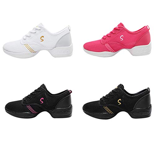 Mujer Dance Fitness Sneakers Entrenadores Transpirables Malla Suave Calzado Antideslizante Resistente Desgaste Zapatos Baile Niños