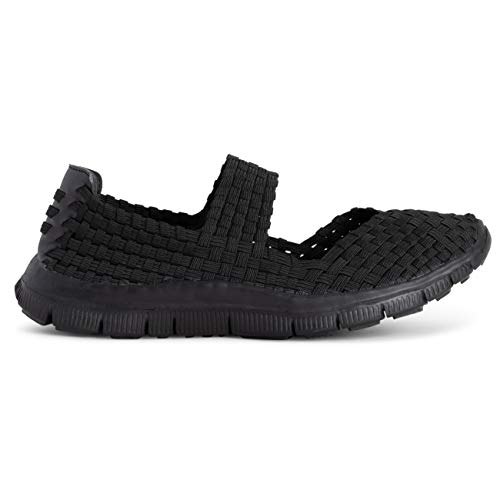 Mujer Get Fit Mary Jane Cushioned Gym Ligero Fitness Yoga Entrenadores - Negro/Negro - 3 - EU 36 Mujer Get Fit Mary Jane Cushioned Gym Ligero Fitness Yoga Entrenadores - Negro/Negro - 3 - EU 36