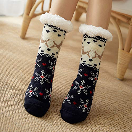 Mujer Hombre Navidad Calcetines Invierno Calentar Pantuflas Gruesos cachemira lana calcetines de piso, de Estar Por Casa Super Suaves Cómodos Calcetines Antideslizante