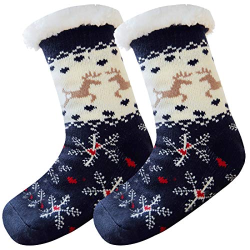 Mujer Hombre Navidad Calcetines Invierno Calentar Pantuflas Gruesos cachemira lana calcetines de piso, de Estar Por Casa Super Suaves Cómodos Calcetines Antideslizante