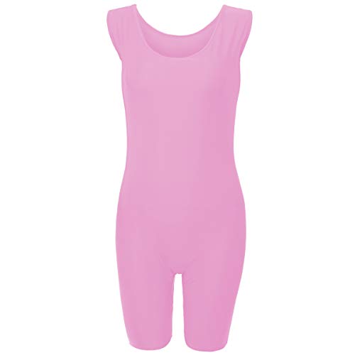 Mujer Monos Maillot sin Mangas Spandex Cuello U Profundo Body Gimnasia Yoga Ballet Danza Unitard Sólido Mameluco Elástico Pantalones Largo Rosa XL