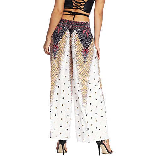 Mujer Pantalones Tailandeses Sueltos Hippies Cintura Alta Pierna Amplia Split Boho Anchos Yoga Pants Pantalon Marrón Pavo Cintura 72-80CM Mujer Pantalones Tailandeses Sueltos Hippies Cintura Alta Pierna Amplia Split Boho Anchos Yoga Pants Pantalon Marrón Pavo Cintura 72-80CM
