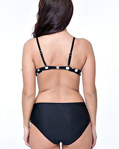 Mujer Ropa de baño Punto Bikini Set Tallas Grandes Bañadores Dos Piezas Verde 48