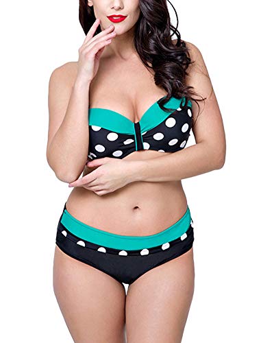 Mujer Ropa de baño Punto Bikini Set Tallas Grandes Bañadores Dos Piezas Verde 48