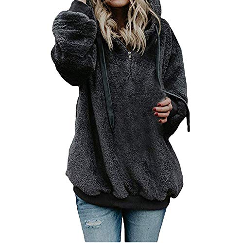 Mujer Sudadera Caliente y Esponjoso Tops Chaqueta Suéter Abrigo Jersey Mujer Otoño-Invierno Talla Grande Hoodie Sudadera con Capucha riou