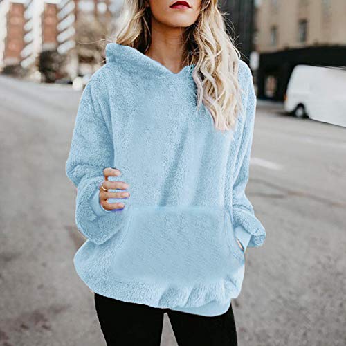 Mujer Sudadera Caliente y Esponjoso Tops Chaqueta Suéter Abrigo Jersey Mujer Otoño-Invierno Talla Grande Hoodie Sudadera con Capucha riou