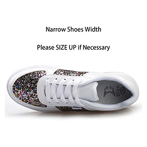 Mujer Zapatillas de Deporte Cuña Zapatos para Caminar Aptitud Plataforma Sneakers con Cordones Calzado de Tacón 4cm Blanco EU 39 Mujer Zapatillas de Deporte Cuña Zapatos para Caminar Aptitud Plataforma Sneakers con Cordones Calzado de Tacón 4cm Blanco EU 39