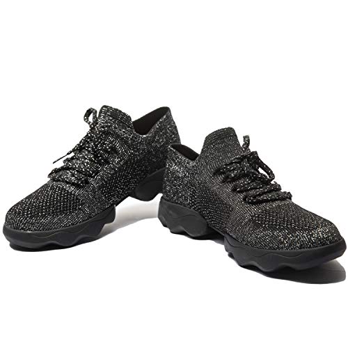 Mujer Zapatos de Baile Zapatillas de Baile Modernos Zapatos Deportivos Gym Cómodas y Transpirables Negro 38