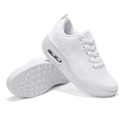 Mujer Zapatos de Plataforma para Caminar Zapatillas de Deporte de Cuña Ortopédicas de Malla con Cojín de Aire Blanco 41 EU Mujer Zapatos de Plataforma para Caminar Zapatillas de Deporte de Cuña Ortopédicas de Malla con Cojín de Aire Blanco 41 EU