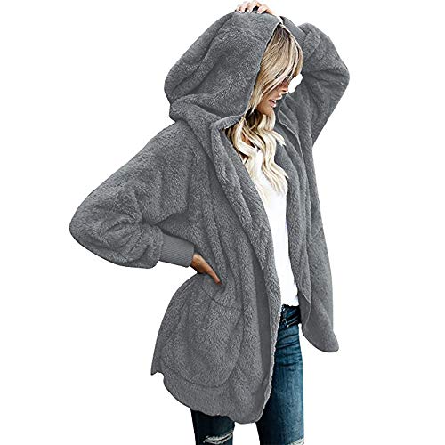 Mujeres Abrigo con Capucha de Abrigo Largo Manga Larga Chaqueta Sudaderas Parka Outwear Casual Cárdigan Capa Hoodie de Lana riou