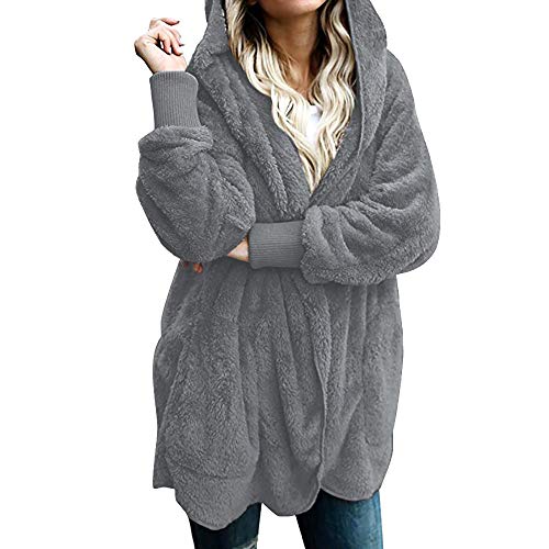 Mujeres Abrigo con Capucha de Abrigo Largo Manga Larga Chaqueta Sudaderas Parka Outwear Casual Cárdigan Capa Hoodie de Lana riou