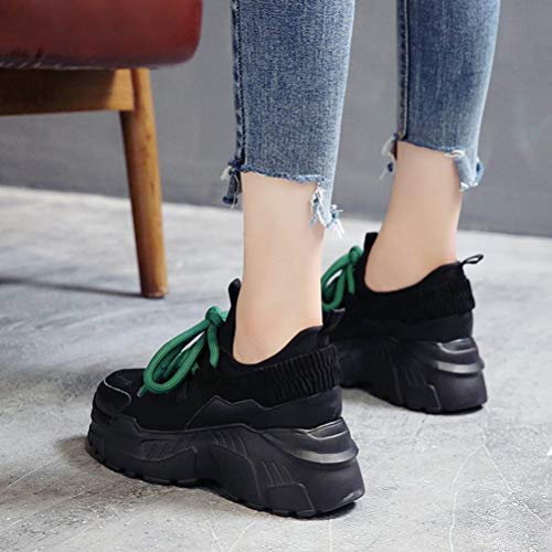 Mujeres Clunky Zapatillas Primavera Otoño Zapatos Atléticos Plataforma Al Aire Libre Casual Deportes Gimnasio Zapatos Cordones hasta Chunky Entrenadores Zapatos